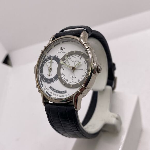Mens Dual Time Vintage Watch Works New Battery main image 5